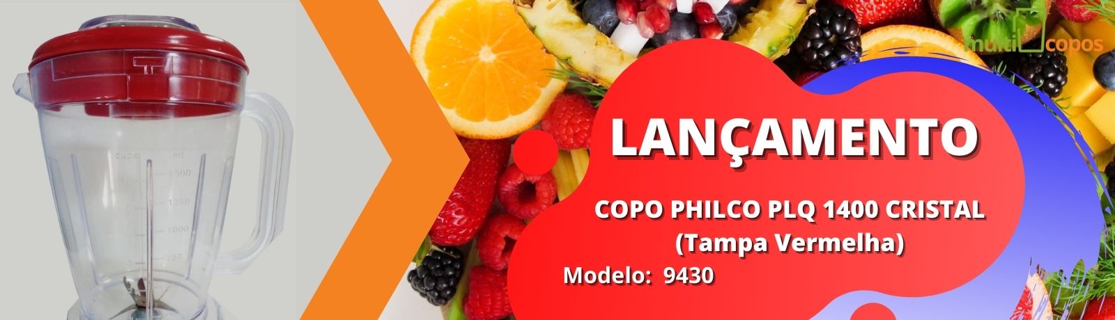 COPO PHILCO PLQ 1400 CRISTAL (Tampa Vermelha)